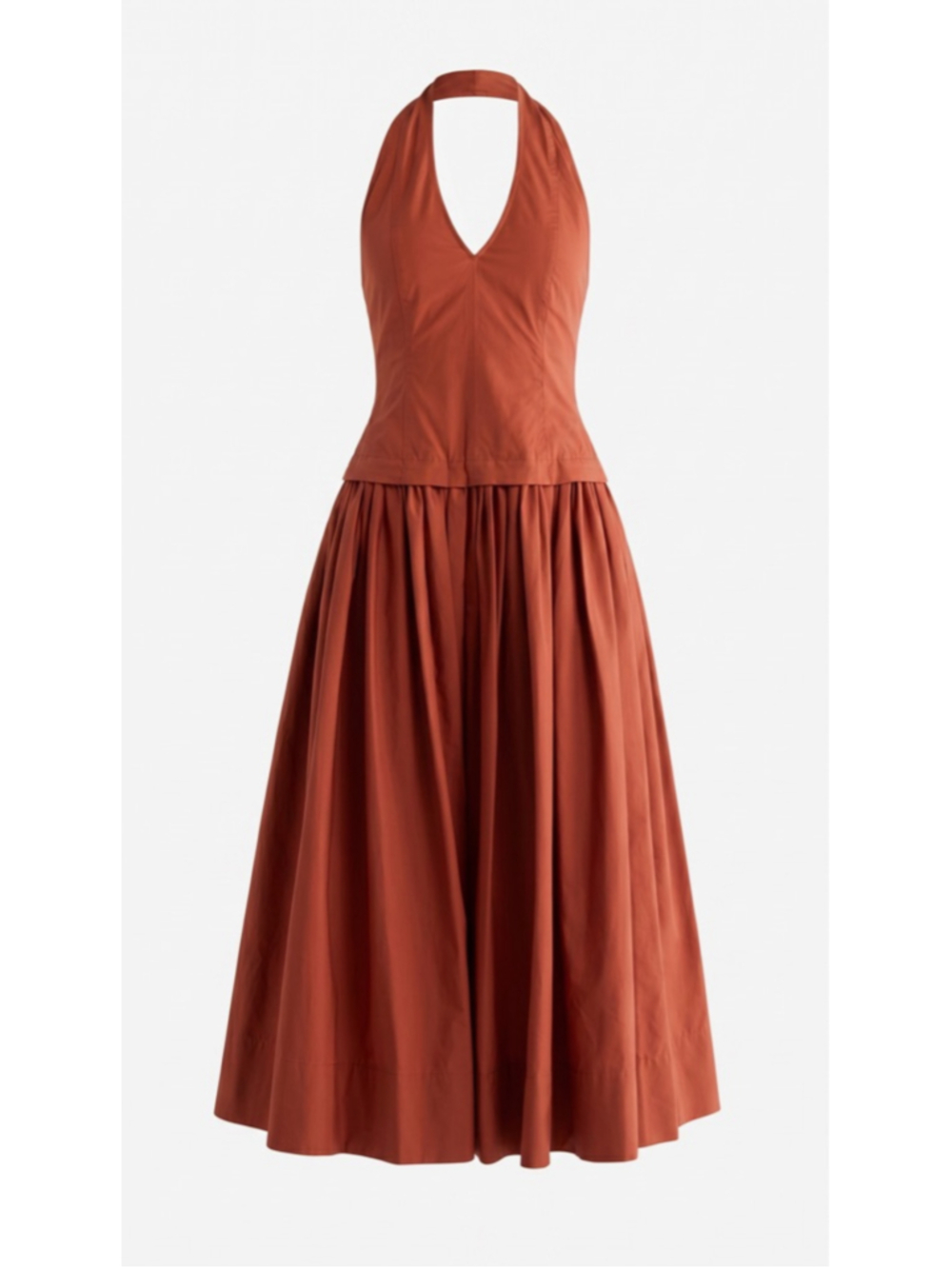 A.L.C. Nora Halter Cotton Midi Dress Dark Bosco Brown Size 8 NWT - Picture 4 of 10